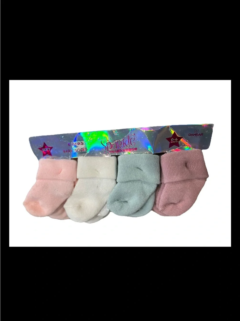 NWT Danbar Global Sparkle My Universe Baby Socks 8 Pack Pink Blue White 0-6M